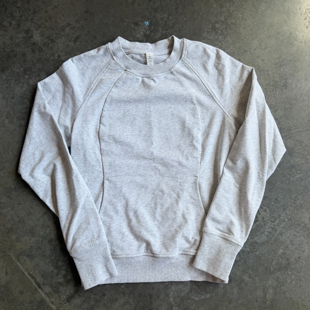 Lululemon Scuba Crewneck Sweatshirt Pockets French Terry Gray Women's 4 LW3DTQS